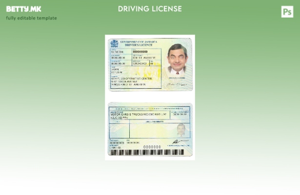 Шаблон за возачка дозвола од Јамајка во модерен стил